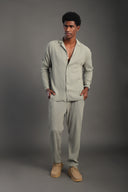 Men's Sage Green Stripes Casual Set