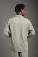 Men's Sage Green Long Sleeve Stripes Shirt