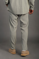 Men's Sage Green Casual Stripes Trousers