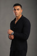 Men's Black Long Sleeve Stripes Shirt