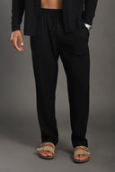 Men's Black Casual Stripes Trousers