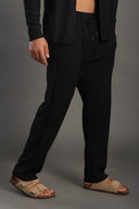 Men's Black Casual Stripes Trousers