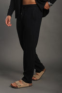 Men's Black Casual Stripes Trousers