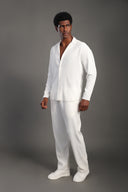 Men's White Stripes Casual Set