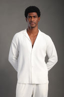Men's White Long Sleeve Stripes Shirt