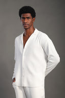 Men's White Long Sleeve Stripes Shirt