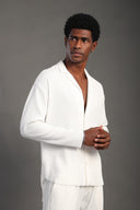 Men's White Long Sleeve Stripes Shirt