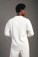 Men's White Long Sleeve Stripes Shirt