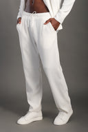 Men's White Casual Stripes Trousers
