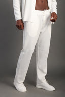 Men's White Casual Stripes Trousers