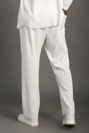 Men's White Casual Stripes Trousers