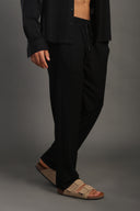 Men's Black Casual Dobby Texture Trousers
