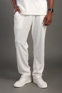 Men's White Casual Dobby Texture Trousers