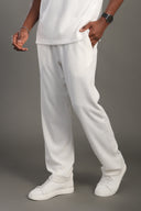 Men's White Casual Dobby Texture Trousers