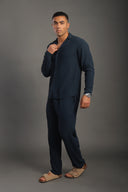 Men's Petrol Blue Stripes Casual Set