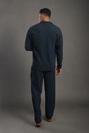 Men's Petrol Blue Stripes Casual Set