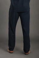 Men's Petrol Blue Casual Stripes Trousers