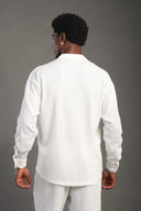 Men's White Long Sleeve Dobby Texture Shirt