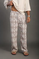 Men's Sand Beige Printed Trousers