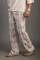 Men's Sand Beige Printed Trousers