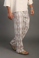 Men's Sand Beige Printed Trousers