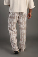 Men's Sand Beige Printed Trousers