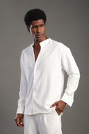 Men's White Mandarin Neck Shirt