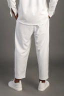 Men's White Oversize Elastic Waist Trousers