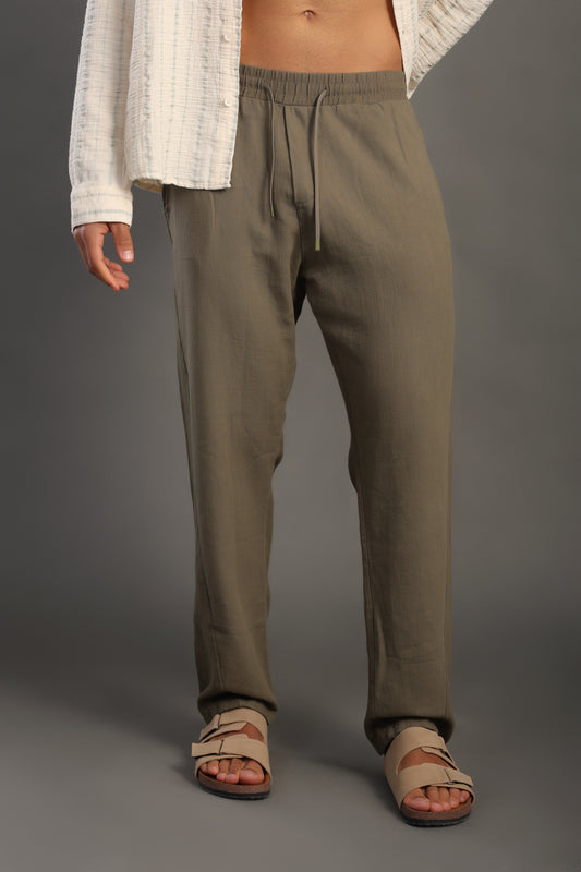 Men's Sage Green Regular Fit Trousers