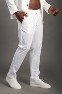 Men's White Regular Fit Trousers