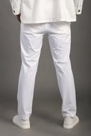 Men's White Regular Fit Trousers