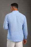 Men's Cornflower Blue Oversize Loose Linen Shirt