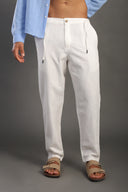 Men's White Regular Fit Trousers