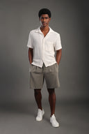 Men's Offwhite Half Sleeve V Neck Collar Shirt