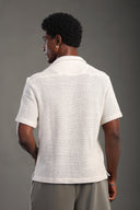 Men's Offwhite Half Sleeve V Neck Collar Shirt