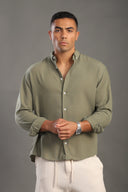 Men's Sage Green Oversize Loose Linen Shirt
