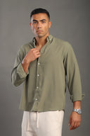 Men's Sage Green Oversize Loose Linen Shirt