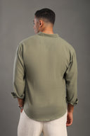 Men's Sage Green Oversize Loose Linen Shirt