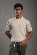 Men's Khaki Button Plain Polo T-shirt