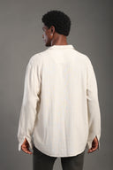 Men's Beige Oversize Loose Linen Shirt
