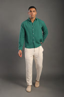 Men's Croc Green Oversize Loose Linen Shirt