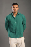 Men's Croc Green Oversize Loose Linen Shirt