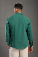 Men's Croc Green Oversize Loose Linen Shirt