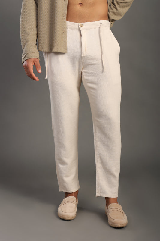 Men's Sand Beige Regular Fit Trousers