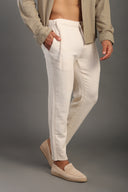 Men's Sand Beige Regular Fit Trousers