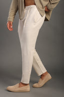Men's Sand Beige Regular Fit Trousers