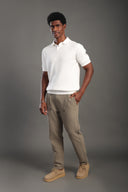 Men's Offwhite Button Plain Polo T-shirt