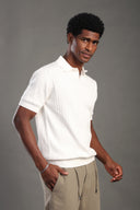 Men's Offwhite Button Plain Polo T-shirt