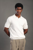Men's Offwhite Button Plain Polo T-shirt