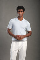 Men's Ice Blue Plain Polo T-shirt